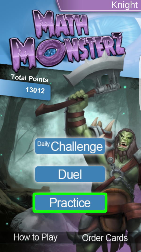 MathMonsterz Home Screen